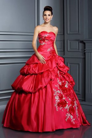 Robe de quinceanera longue cordon jusqu'au sol avec fleurs avec sans manches - Photo 1