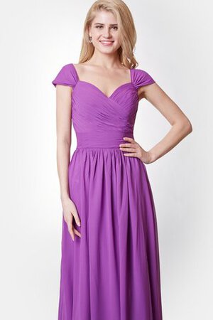 Robe demoiselle d'honneur majestueux ruché avec zip en chiffon de col en v - Photo 5