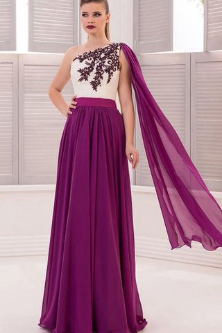 Robe de bal naturel longueur au ras du sol en chiffon fermeutre eclair d'épaule asymétrique - Photo 1