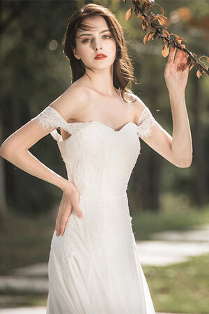 Robe de mariée avec chiffon exquis longueur au ras du sol vintage longue - Photo 5