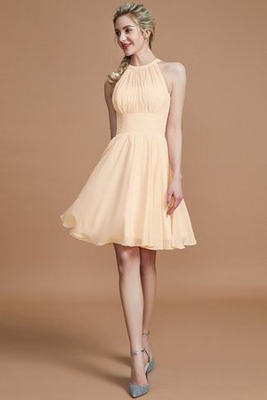 Robe demoiselle d'honneur courte naturel avec sans manches col u profond en chiffon - Photo 10