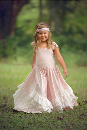 Robe de cortège enfant plissage avec manche courte de lotus a-ligne avec décoration dentelle - Photo 5