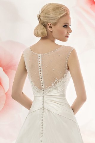 Robe de mariée ligne a avec manche épeules enveloppants avec fronce encolure ronde avec perle - Photo 2