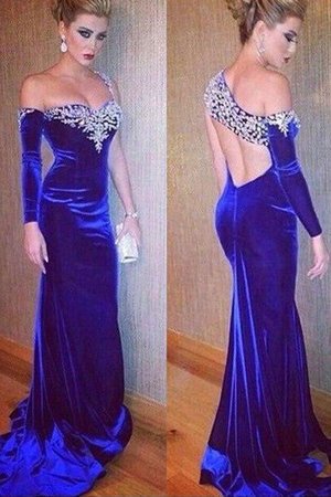 Robe de bal de velours magnifique gaine sans dos avec manche longue - Photo 1