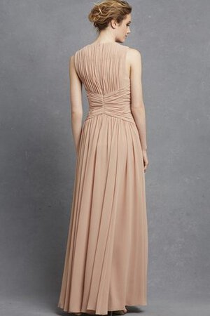 Robe demoiselle d'honneur de col en v entrecroisé avec chiffon a-ligne ruché - Photo 6