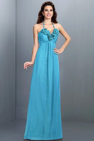 Robe demoiselle d'honneur avec chiffon avec fleurs de princesse a-ligne jusqu'au sol - Photo 2