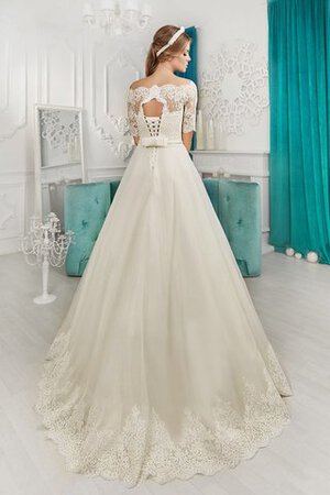 Spitze A-Line normale Taille Brautkleid mit Applike mit Rücken Schnürung - Bild 4