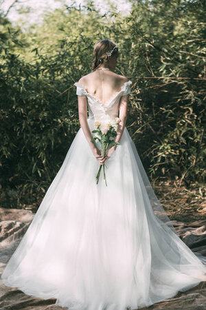 Vestido de Novia de Dulce de Escote con Hombros caídos de Natural de Cola Barriba - Foto 2