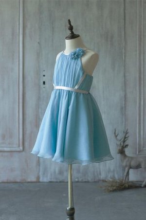 Abito da Cerimonia Bambini A-Line con Fiore in Chiffon con Piega Senza Maniche Naturale - Foto 2