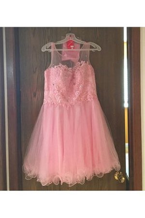 Robe de cocktail ligne a encolure ronde decoration en fleur en tulle de princesse - Photo 2