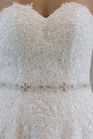 Herz-Ausschnitt A-Line Ärmellos Tüll bodenlanges Brautkleid mit Perlen - Bild 2