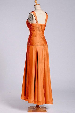 Robe demoiselle d'honneur naturel avec zip avec manche épeules enveloppants en chiffon ruché - Photo 2