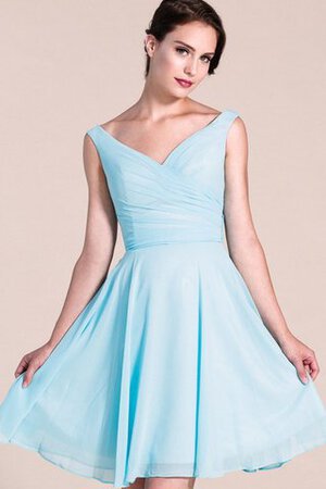 Robe demoiselle d'honneur bref plissé a-ligne avec chiffon avec nœud à boucles - Photo 4