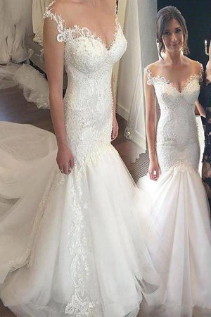 Abito da sposa pudica elegante vintage con perline in tulle eccellente - Foto 1