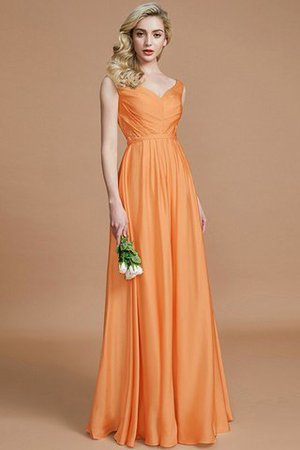 Robe demoiselle d'honneur naturel v encolure de princesse avec sans manches ruché - Photo 25