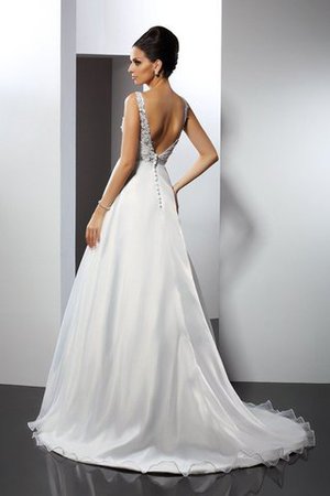 Robe de mariée elégant naturel de lotus de traîne mi-longue en satin - Photo 2