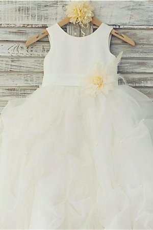 Abito da Cerimonia Bambini A Terra con Fiore Ball Gown Senza Maniche in Organza - Foto 2