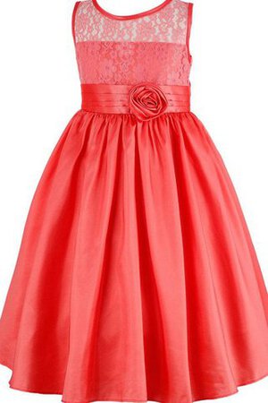 Abito da Cerimonia Bambini in Taffeta Ball Gown Naturale con Fiore con Applique Cappellino - Foto 3