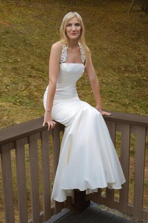 Vestido de Novia de Corte Sirena en Satén de Escote halter de Cremallera de Natural - Foto 3