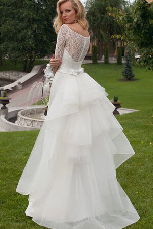 Robe de mariée distinguee avec zip ruchés longs en 1/2 manche col u profond - Photo 2