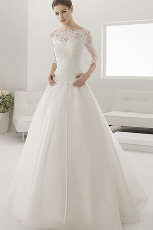 Elegante Vestido de Novia de Corte-A de Manga de longitud 3/4 de Botón de Barco - Foto 1