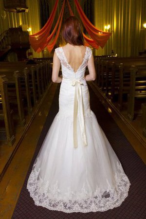 Robe de mariée naturel elégant de lotus avec ruban de traîne courte - Photo 4