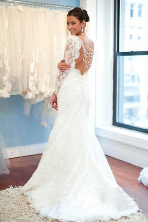 Abito da Sposa con Maniche Lunghe in Pizzo Elegante con Festone conservatore Spazzola Treno - Foto 2