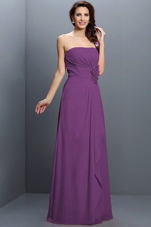 Robe demoiselle d'honneur longue de bustier avec zip avec fleurs en chiffon - Photo 7