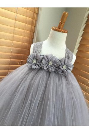 Abito da Cerimonia Bambini A Terra Senza Maniche con Nastro con Piega Ball Gown in pizzo - Foto 1