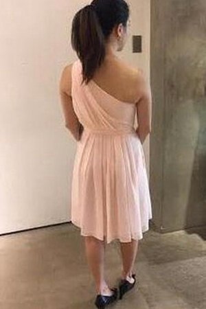 Robe demoiselle d'honneur plissage naturel ligne a avec chiffon d'épaule asymétrique - Photo 3