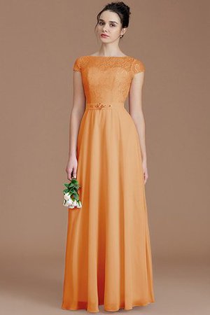 Robe demoiselle d'honneur naturel fermeutre eclair ligne a de col bateau en chiffon - Photo 25