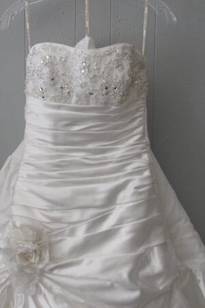 Abito da Sposa Senza Maniche A Terra A-Line Naturale con Fiore in Taffeta - Foto 5