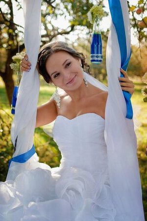 Abito da Sposa Sirena in pizzo Cappellino Senza Maniche in Organza Schiena Nuda - Foto 3