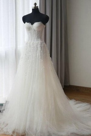 Abito da Sposa in Raso in Tulle A-Line Cerniera A Terra in Pizzo - Foto 3