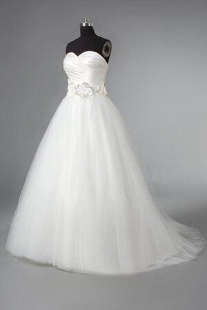 Duchesse-Linie Herz-Ausschnitt gerüschtes luxus einfaches bodenlanges Brautkleid - Bild 2