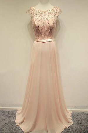 Robe de bal plissé eclaté naturel en chiffon avec perle - Photo 1