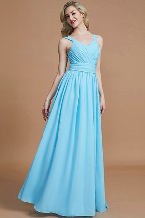 Robe demoiselle d'honneur naturel avec chiffon ligne a v encolure - Photo 6