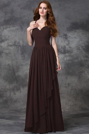 Reißverschluss Normale Taille Bodenlanges Brautjungfernkleid mit Rüschen aus Chiffon - Bild 7