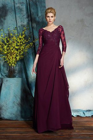 Dreiviertel Länge Ärmeln A Linie Chiffon Bodenlanges Anständiges Brautmutterkleid - Bild 1