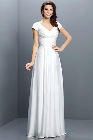 Robe demoiselle d'honneur plissé avec zip en chiffon de princesse a-ligne - Photo 29