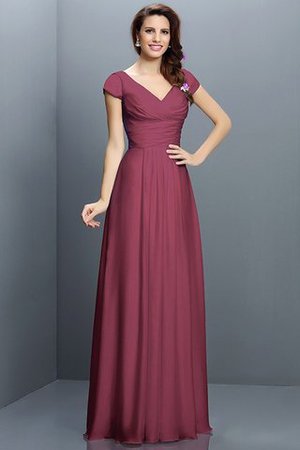 Robe demoiselle d'honneur plissé avec zip en chiffon de princesse a-ligne - Photo 5