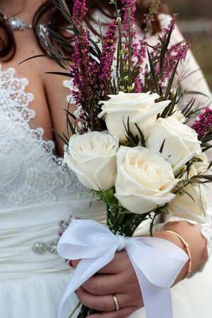 Vestido de Novia de Manga larga de Abalorio de Cola Barriba de Encaje Adorno - Foto 3