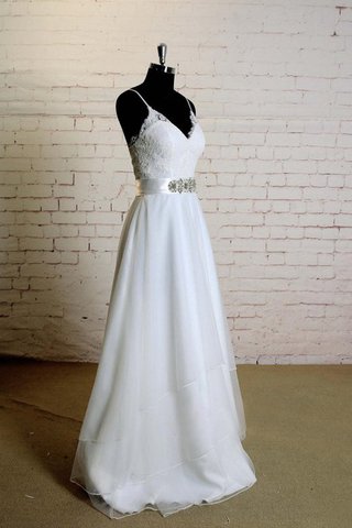 Robe de mariée fermeutre eclair manche nulle longueur au ras du sol en tulle de traîne courte - Photo 2