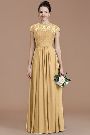 Robe demoiselle d'honneur naturel jusqu'au sol avec chiffon de princesse a-ligne - Photo 18