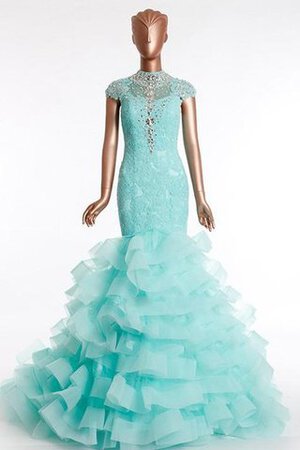 Plissiertes normale Taille Spitze langes Quinceanera Kleid mit Bordüre mit Rücken Schnürung - Bild 1