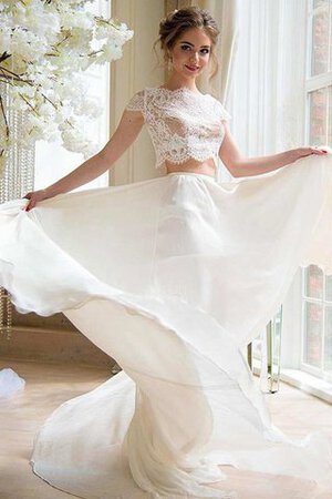 Robe de mariée simple avec manche courte avec manche épeules enveloppants avec chiffon 2 pice - Photo 3