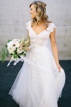 Abito da Sposa Lusso A-Line Naturale in Tulle in Pizzo - Foto 1