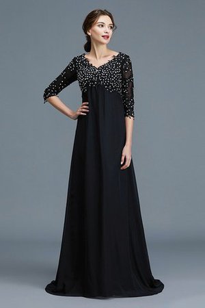 Chiffon Prinzessin Bodenlanges Brautmutterkleid mit V-Ausschnitt mit Halben Ärmeln - Bild 3