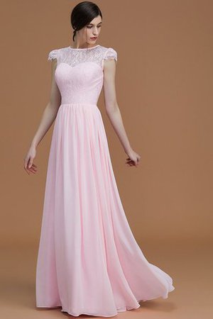 Robe demoiselle d'honneur naturel ligne a fermeutre eclair en chiffon col ras du cou - Photo 5