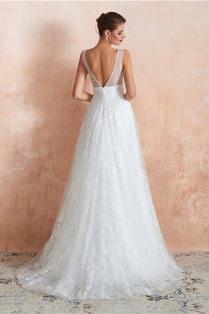 Abito da sposa sensuale splendente con perline a-line a terra v-scollo - Foto 3